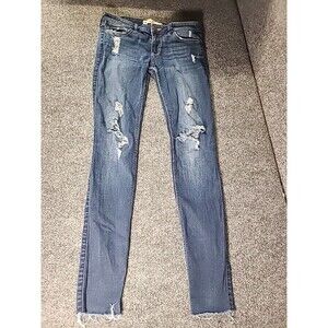 Hollister Women's Size 3R W26 L30 Dark Distressed  Super Skinny Stretchy Jeans